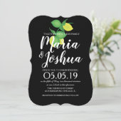 Moderne, gelbe Lemon Seamless-Muster Hochzeit Einladung (Stehend Vorderseite)