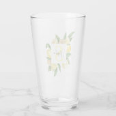 Moderne gelbe Lemonen Rahmen & Blätter mit Namen Glas (Rückseite)