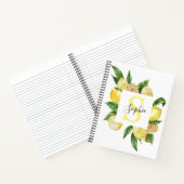 Moderne gelbe Lemonen Rahmen & Blätter mit Namen Notizblock (Innenseite)