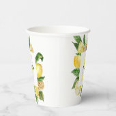 Moderne gelbe Lemonen Rahmen & Blätter mit Namen Pappbecher (Rechts)