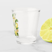Moderne gelbe Lemonen Rahmen & Blätter mit Namen Schnapsglas (Rechts)