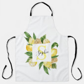 Moderne gelbe Lemonen Rahmen & Blätter mit Namen Schürze (Vorderseite)