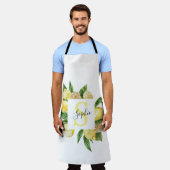 Moderne gelbe Lemonen Rahmen & Blätter mit Namen Schürze (Getragen)