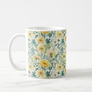 Moderne, gelbe Lüstern mit Blumenmuster Kaffeetasse