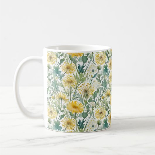 Moderne, gelbe Lüstern mit Blumenmuster Kaffeetasse (Links)