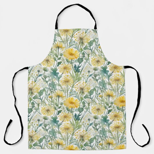 Moderne, gelbe Lüstern mit Blumenmuster Schürze (Vorderseite)