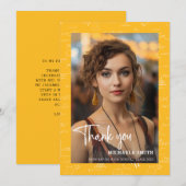 Moderne gelbe Mathe-Schriftfoto-Abschlussfeier  Dankeskarte (Vorne/Hinten)