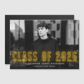 Moderne Gelbe Neonklasse 2025 Foto Abschluss Magneteinladung (Vorne/Hinten)