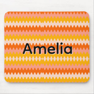Moderne gelbe, orange und weiße Zick-Zack-Muster Mousepad