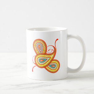Moderne gelbe orangefarbene Aqua-Mint-Paisley-Gesc Kaffeetasse