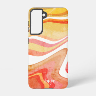 Moderne gelbe Orangenstreifen Abstrakt Samsung Galaxy Hülle