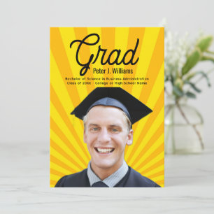Moderne gelbe personalisierte Abschlussfoto-Einlad Ankündigung