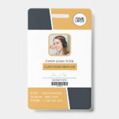 Moderne gelbe professionelle Mitarbeiter-Foto-ID Ausweis (Vorderseite)