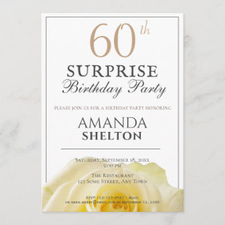 Moderne Gelbe Rose 60. Überraschung Geburtstagspar Einladung