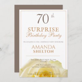 Moderne Gelbe Rose 70. Überraschung Geburtstagspar Einladung
