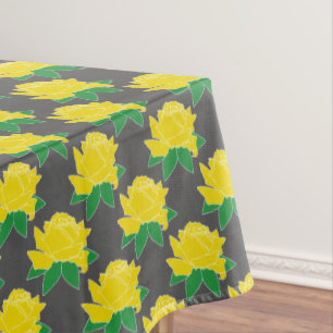 Moderne Gelbe Rosen & Schiefergrau Tischdecke