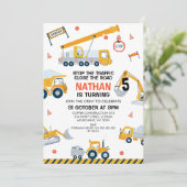 Moderne Gelbe Rote Konstruktion Geburtstag Einladung (Stehend Vorderseite)