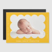Moderne Gelbe Scallope Foto Geburtsankündigung Magnetkarte (Vorne/Hinten)