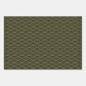 Moderne gelbe Schwarz-weiß geometrische japanische Geschenkpapier Set (Vorderseite 2)