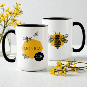 Moderne Gelbe Schwarze Süße Biene Waben Freund Nam Tasse