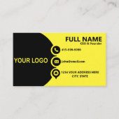 Moderne gelbe schwarze Unternehmens-QR-Code Visitenkarte (Vorderseite)