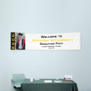 Moderne gelbe schwarze weiße Abschlussfoto Begrüßu Banner