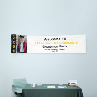 Moderne gelbe schwarze weiße Abschlussfoto Begrüßu Banner