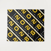 Moderne gelbe schwarze weiße Step & Repeat-Abschlu Wandteppich (Vorderseite (Horizontal))