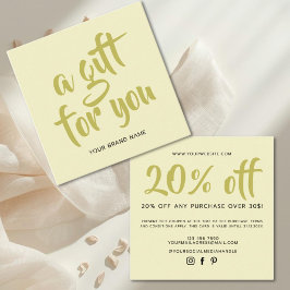 Moderne gelbe Skript-Coupon-Rabattkarte Rabattkarte