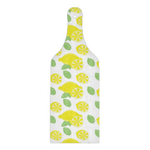 Moderne Gelbe Sommerspass Lemon Slices Green Schneidebrett