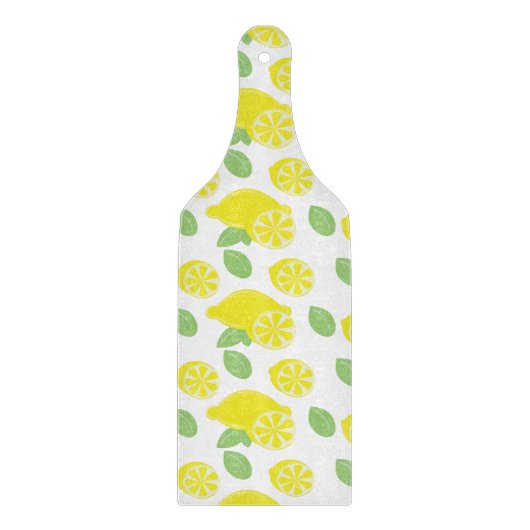Moderne Gelbe Sommerspass Lemon Slices Green Schneidebrett (Vorderseite)