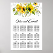Moderne gelbe Sonnenblume 12-Tisch-Sitzkarte Poster (Vorne)