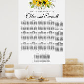 Moderne gelbe Sonnenblume 17-Tisch-Sitzkarte Poster (Küche)