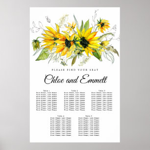 Moderne gelbe Sonnenblume 5-Tisch-Sitzkarte Poster