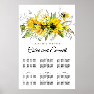 Moderne gelbe Sonnenblume 6-Tisch-Sitzkarte Poster