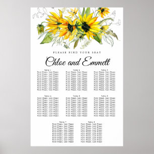 Moderne gelbe Sonnenblume 8-Tisch Sitzkarte Poster