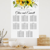 Moderne gelbe Sonnenblume 8-Tisch Sitzkarte Poster (Küche)