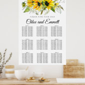 Moderne gelbe Sonnenblume 9-Tisch-Sitzkarte Poster (Küche)