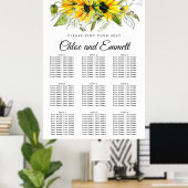 Moderne gelbe Sonnenblume 9-Tisch-Sitzkarte Poster (Heimbüro)