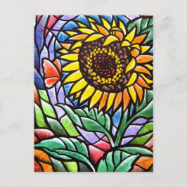 Moderne Gelbe Sonnenblume Stilvolle Blumenkunst Postkarte