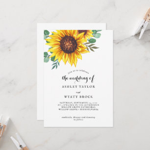 Moderne gelbe Sonnenblumenhochzeit Einladung