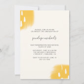 Moderne gelbe Splashes 1 Foto Graduierungsparty Einladung (Rückseite)