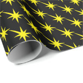 Moderne gelbe Sterne aus schwarzer Sternexplosion  Geschenkpapier (Rolleneckpunkt)