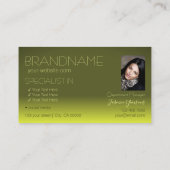 Moderne gelbe, strahlende Spiegelbriefe mit Foto Visitenkarte (Rückseite)