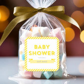 Moderne gelbe Streifen Babydusche Quadratischer Aufkleber