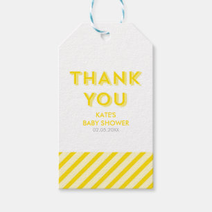Moderne gelbe Streifen Danke Babydusche Geschenkanhänger
