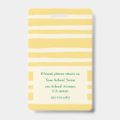 Moderne gelbe Streifen-Lehrer-Foto-ID-Karte Ausweis (Rückseite)