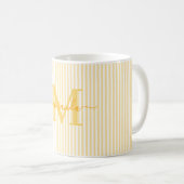 Moderne gelbe Streifen-Monogramm-Name Kaffeetasse (VorderseiteRechts)