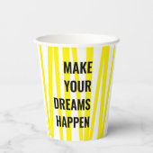 Moderne gelbe Streifen und lassen Ihren Traum Wirk Pappbecher (Rückseite)