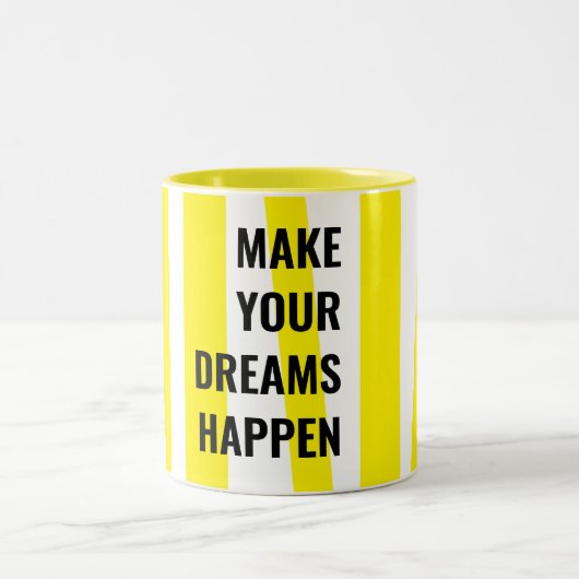 Moderne gelbe Streifen und lassen Ihren Traum Wirk Zweifarbige Tasse (Mittel)